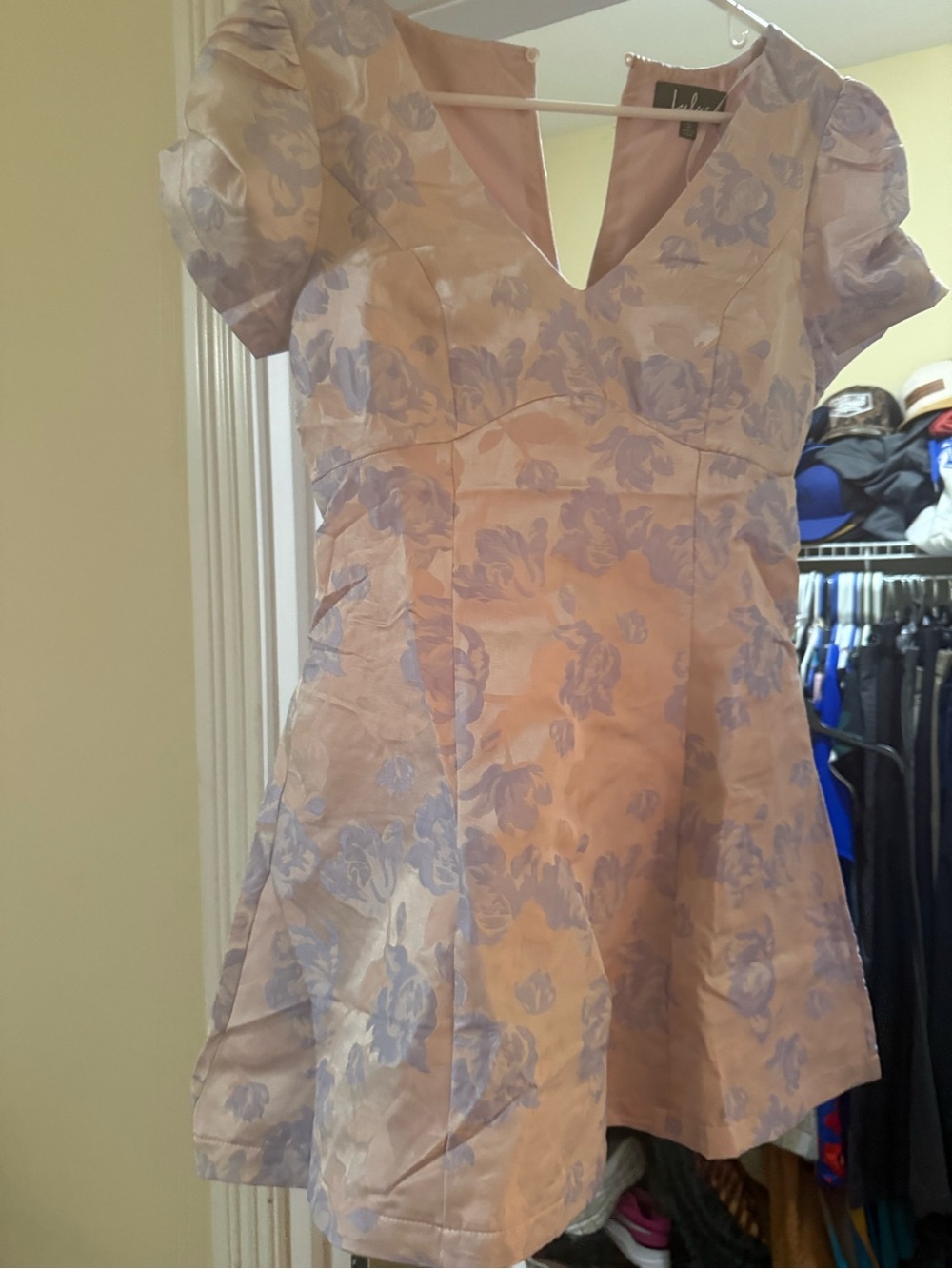 Lulu's Lavender Floral Mini Dress in Pale Pink and Lilac